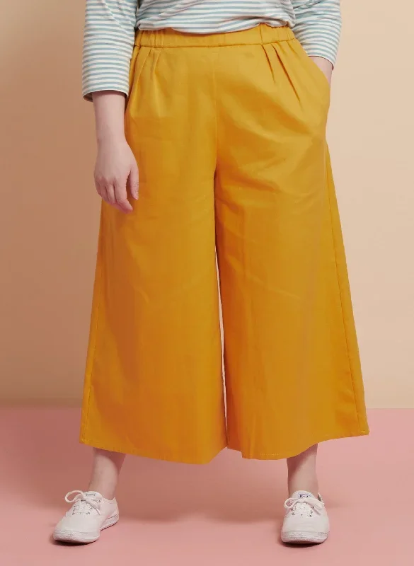 Edith - Yellow Cotton Hemp Trousers