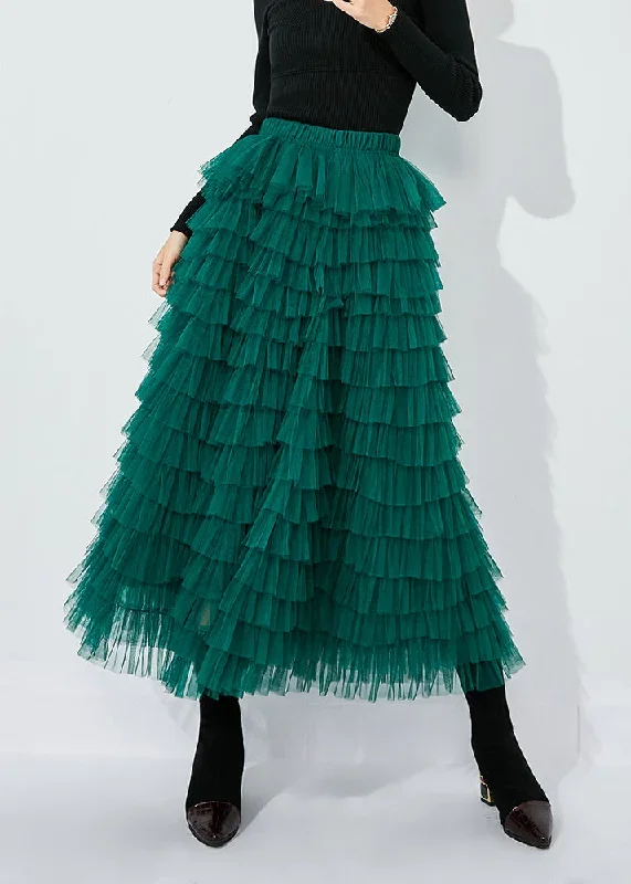 elegant-blackish-green-high-waist-layered-tulle-skirts-summer