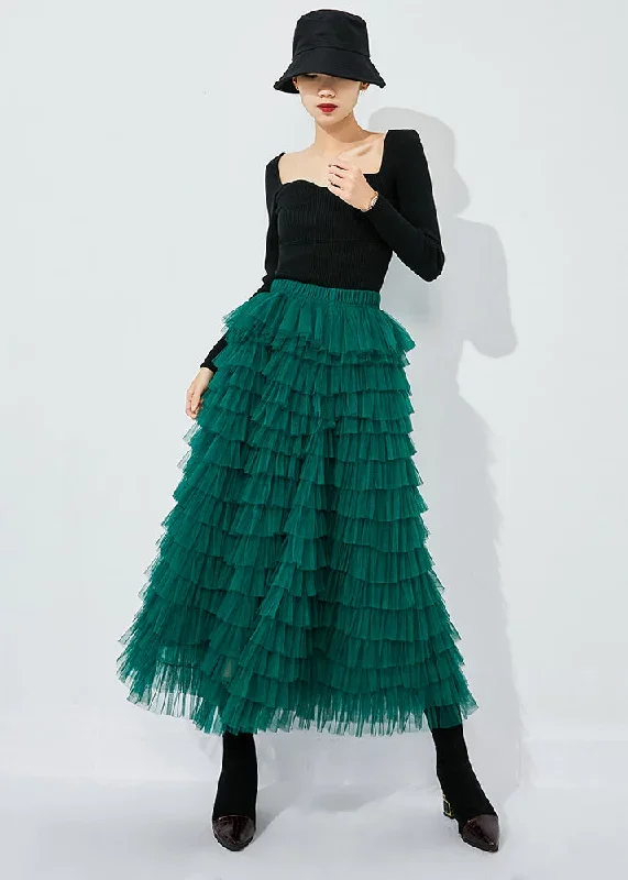 elegant-blackish-green-high-waist-layered-tulle-skirts-summer