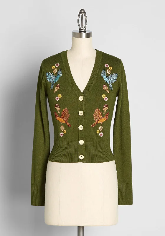 Forest Fly-By Embroidered Cardigan