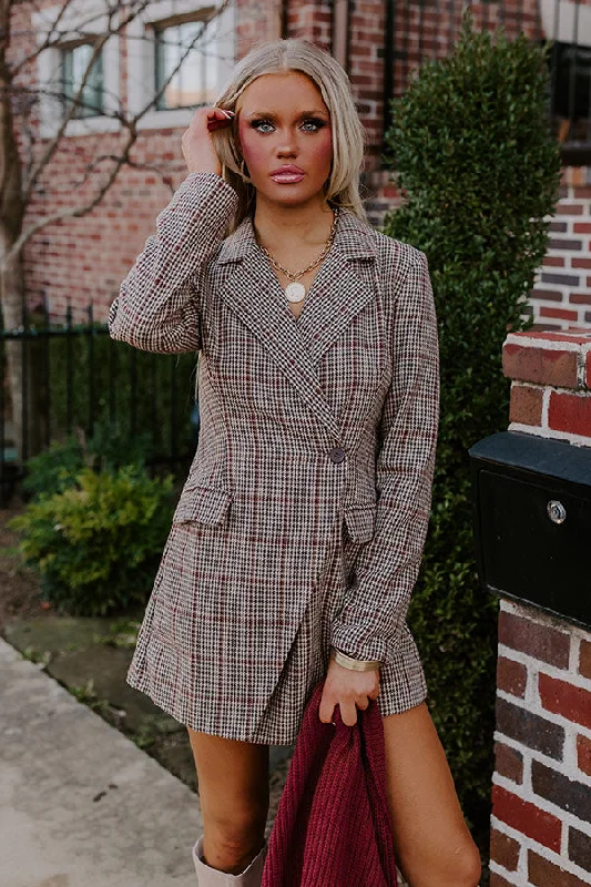 Front Row At Fashion Week Houndstooth Romper In Brown