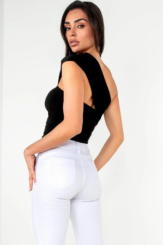 hudson-black-one-shoulder-bodysuit