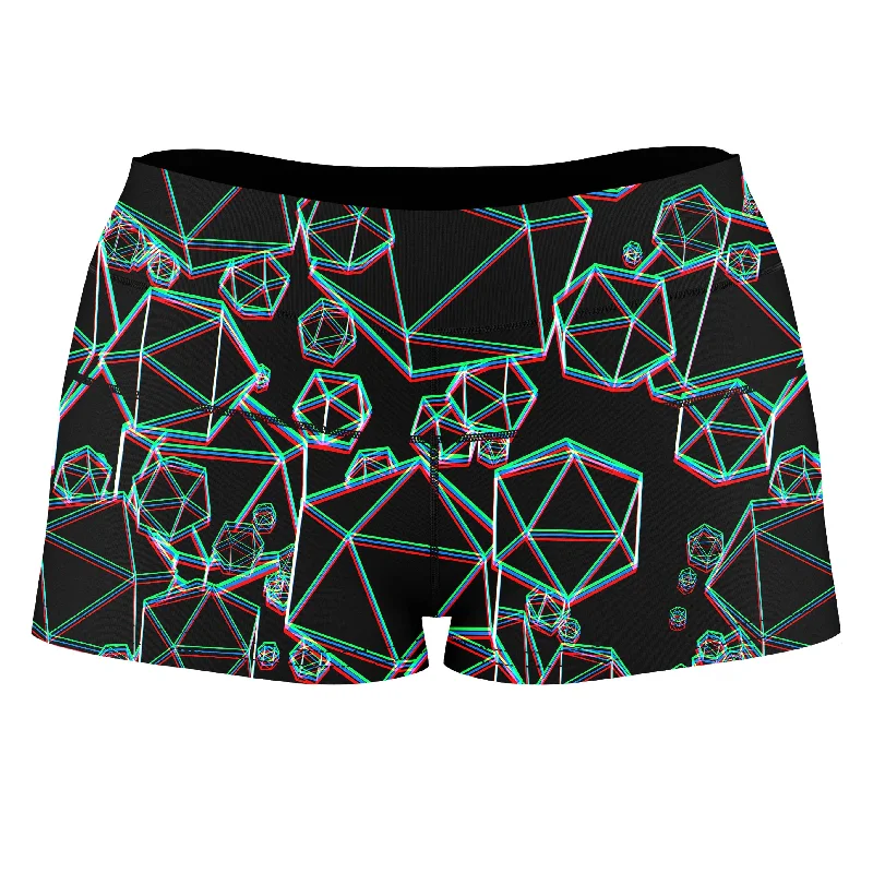 Icosahedron Madness Glitch High-Waisted Women's Shorts