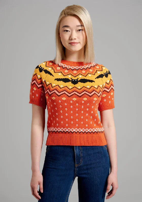 It Be Like 'Bat' Fair Isle Short Sleeve Sweater