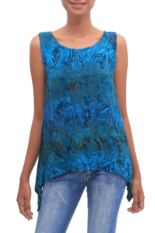 kenanga-sleeveless-womens-rayon-tank-top-with-teal-floral-print