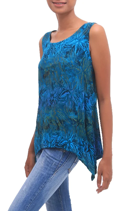 kenanga-sleeveless-womens-rayon-tank-top-with-teal-floral-print