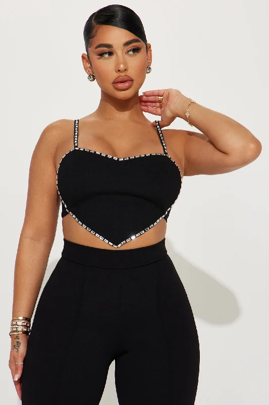 Key To Your Heart Crop Top - Black