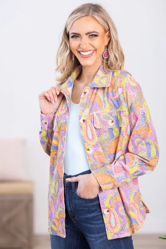 Lavender Multicolor Paisley Print Jacket