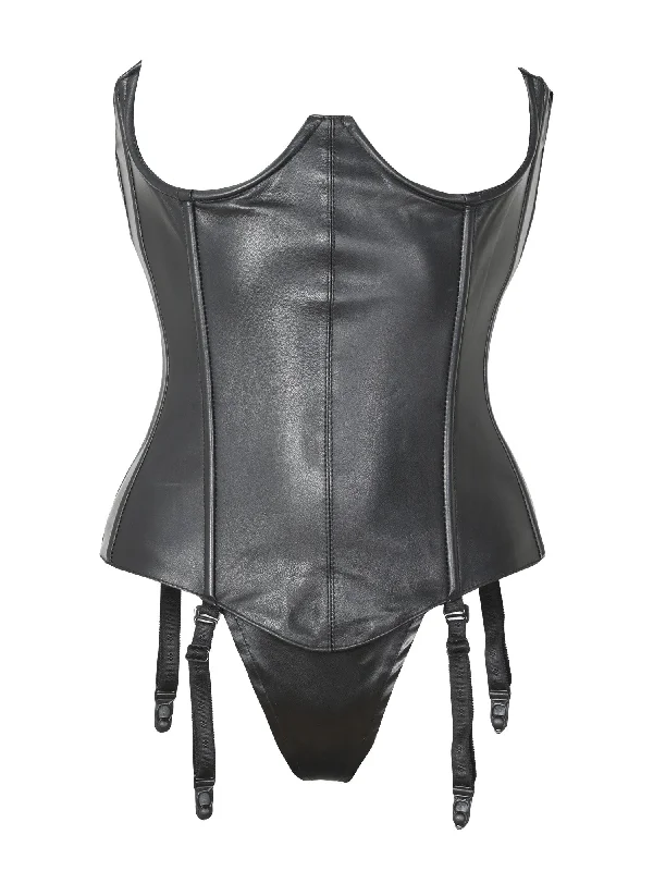 Leather Underbust Basque With G String