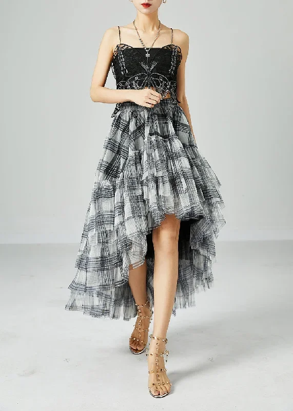 light-grey-striped-tulle-a-line-skirts-low-high-design-summer