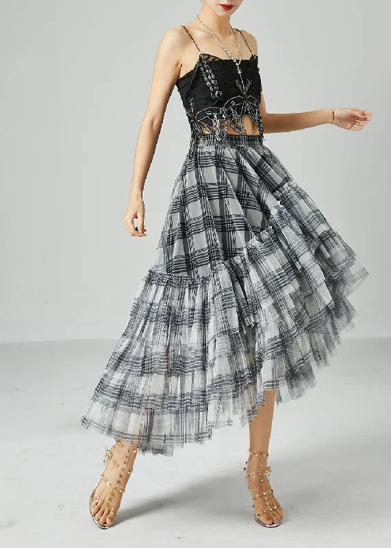 light-grey-striped-tulle-a-line-skirts-low-high-design-summer