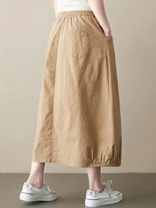 literary-retro-loose-vintage-solid-a-line-skirt