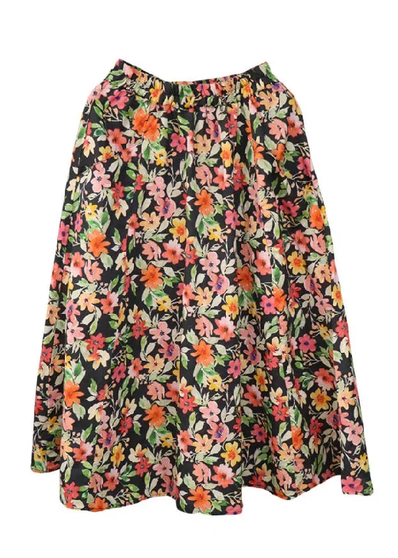 natural-black-print-elastic-waist-linen-a-line-skirt