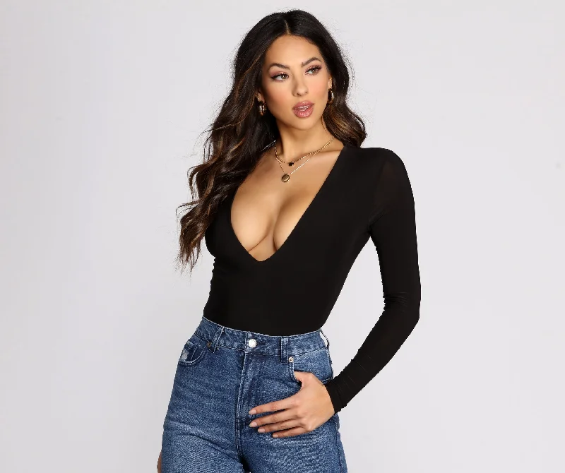 Plunge V Neck Bodysuit