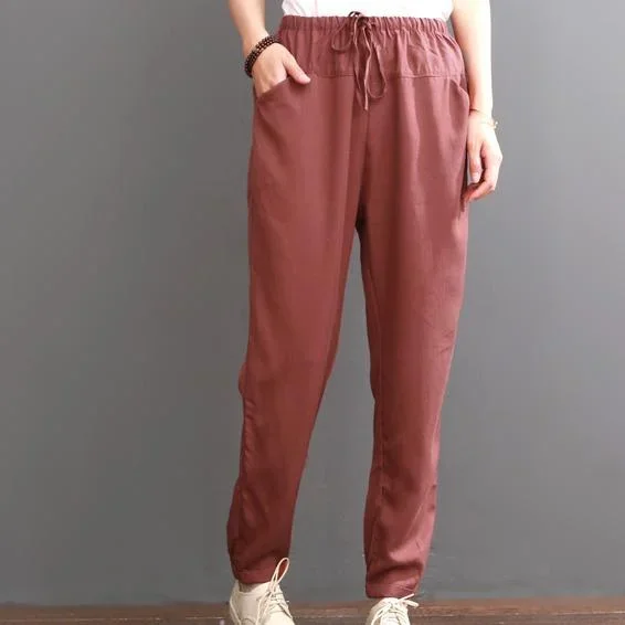 red pants burgundy silk crop pants