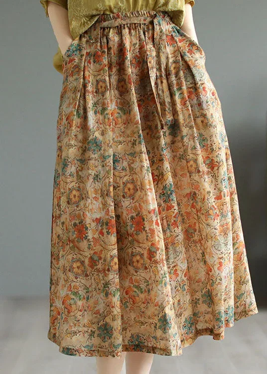 retro-khaki-wrinkled-pockets-print-patchwork-linen-skirts-summer