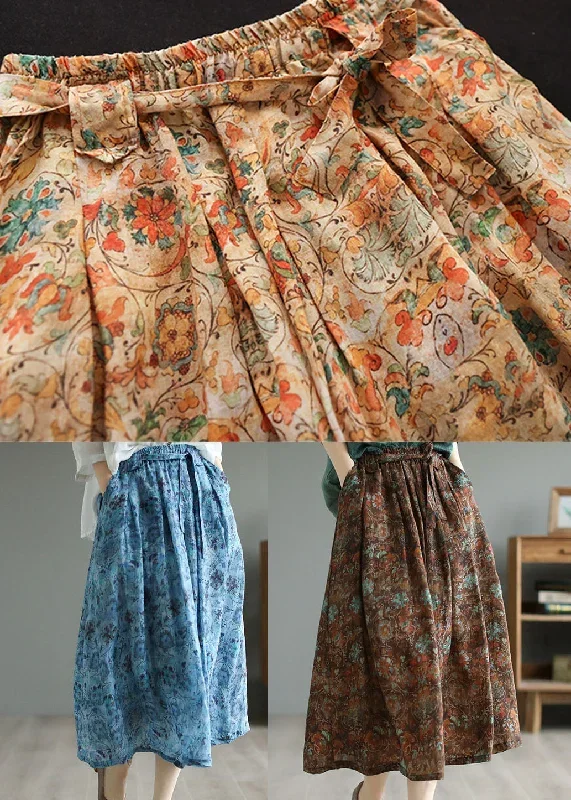 retro-khaki-wrinkled-pockets-print-patchwork-linen-skirts-summer