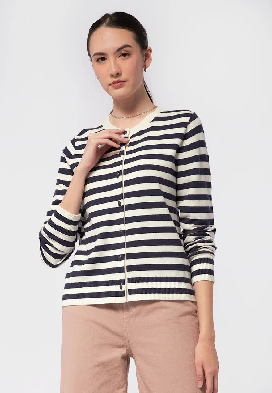 Round Neck Stripes Cardigan