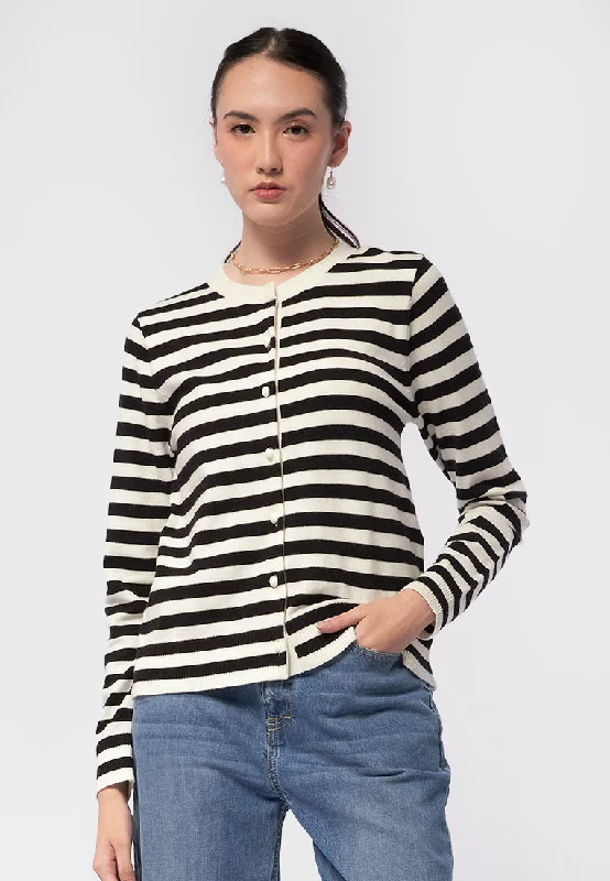 Round Neck Stripes Cardigan