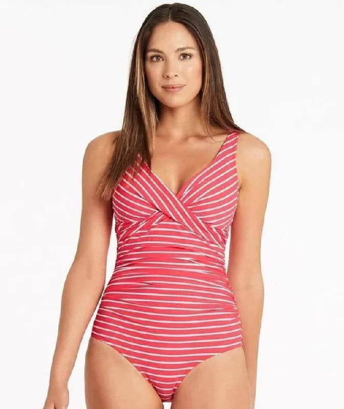 Sea Level Chamarel Cross Front B-DD Cup One Piece Swimsuit - Coral