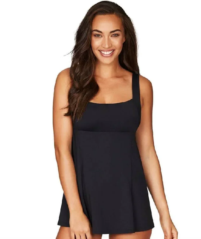 Sea Level Essentials Square Neck Swim Dress - Black