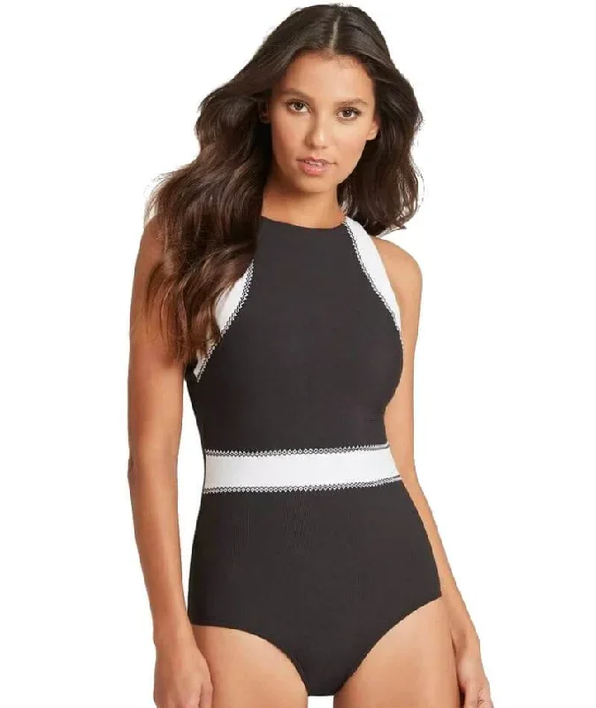 Sea Level Valentina High Neck B-DD Cup One Piece Swimsuit - Black