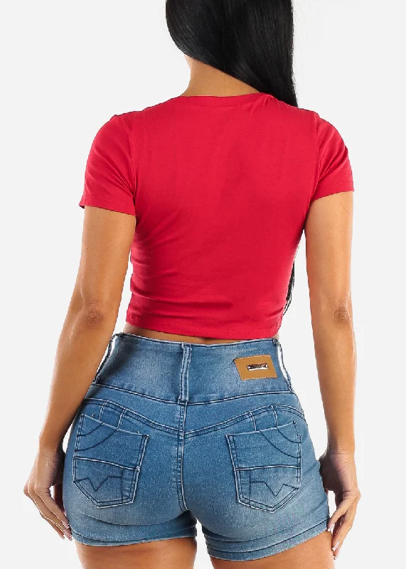 short-sleeve-vneck-crop-top-red-73556red