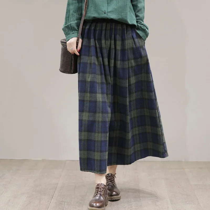 spring-casual-plaid-a-line-cotton-skirt