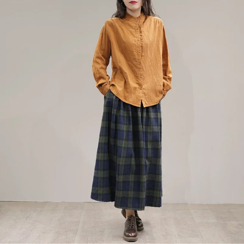 spring-casual-plaid-a-line-cotton-skirt