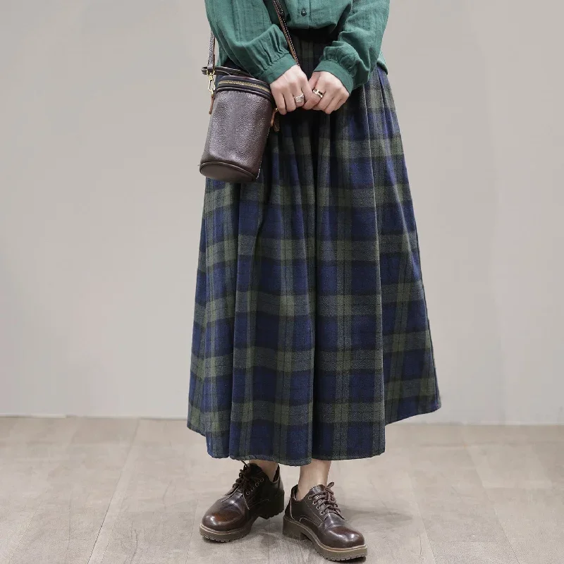 spring-casual-plaid-a-line-cotton-skirt