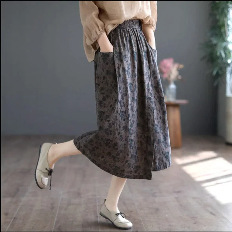 spring-summer-retro-floral-cotton-a-line-skirt