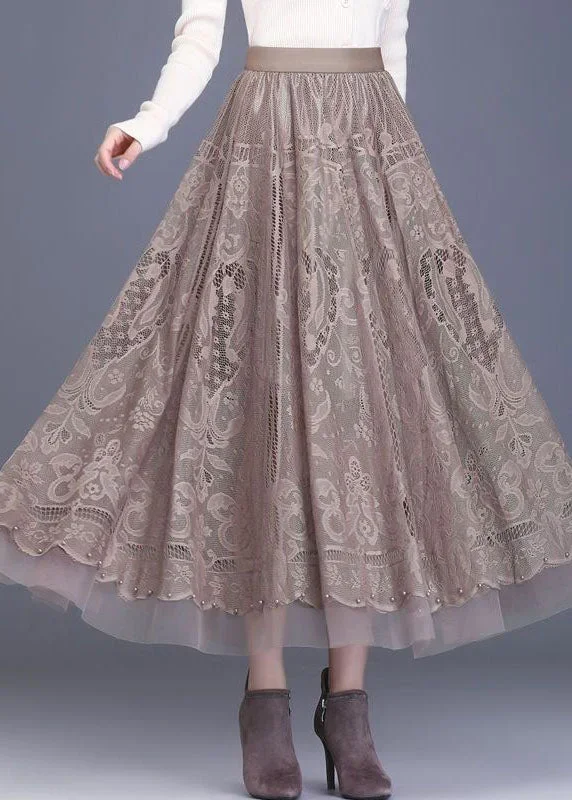 style-khaki-wrinkled-tulle-patchwork-hollow-out-lace-skirt-spring