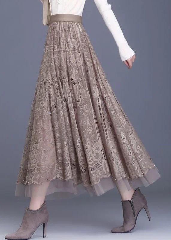 style-khaki-wrinkled-tulle-patchwork-hollow-out-lace-skirt-spring