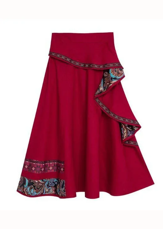 stylish-red-wrinkled-asymmetrical-design-patchwork-cotton-skirt-spring