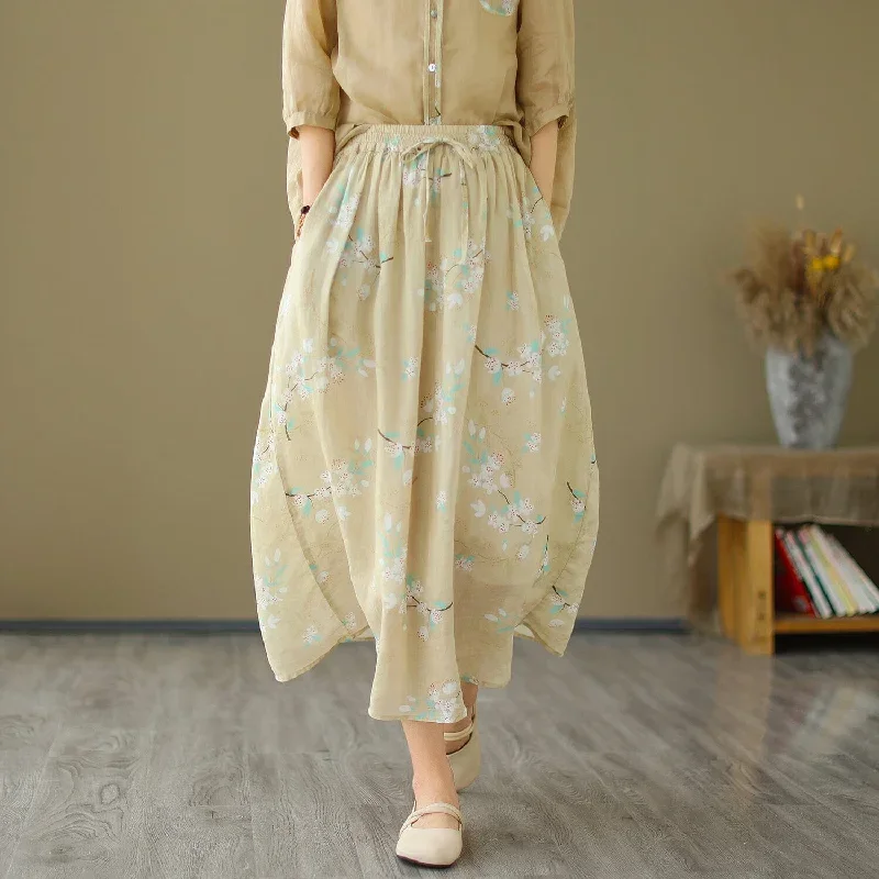 summer-casual-linen-floral-loose-skirt