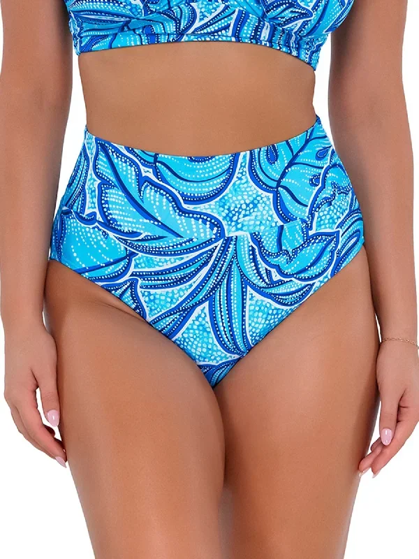 Sunsets Women's Printed Fold-Over High-Waist Bikini Bottom