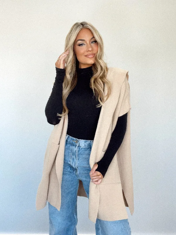 Tan Hooded Cardigan