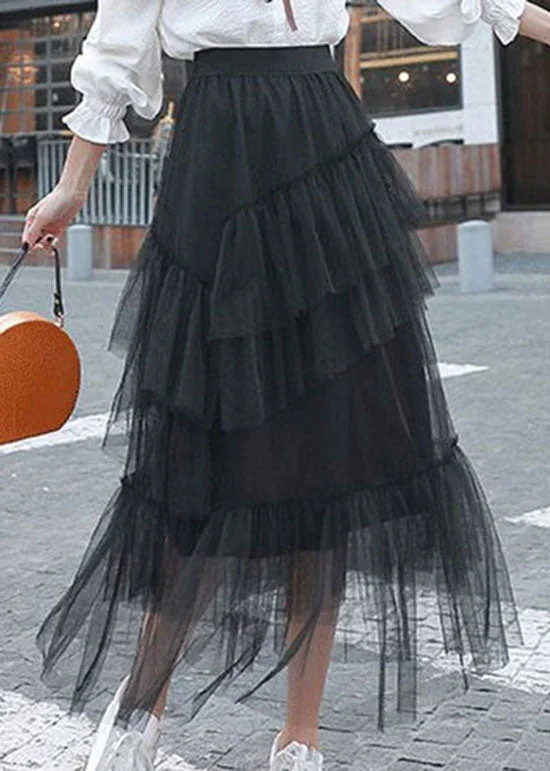 unique-black-ruffled-layered-patchwork-tulle-skirts-summer