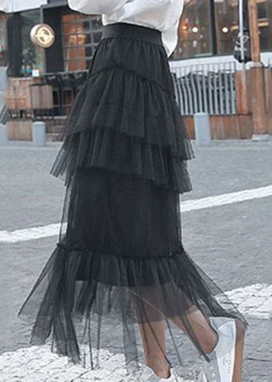 unique-black-ruffled-layered-patchwork-tulle-skirts-summer