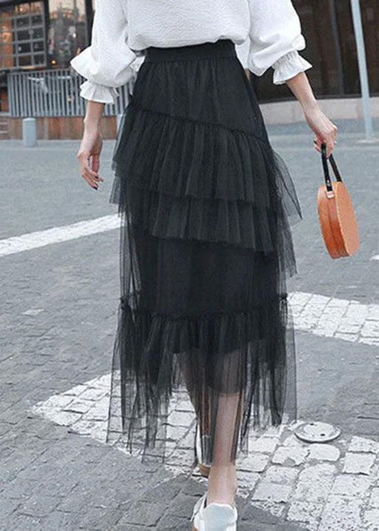 unique-black-ruffled-layered-patchwork-tulle-skirts-summer