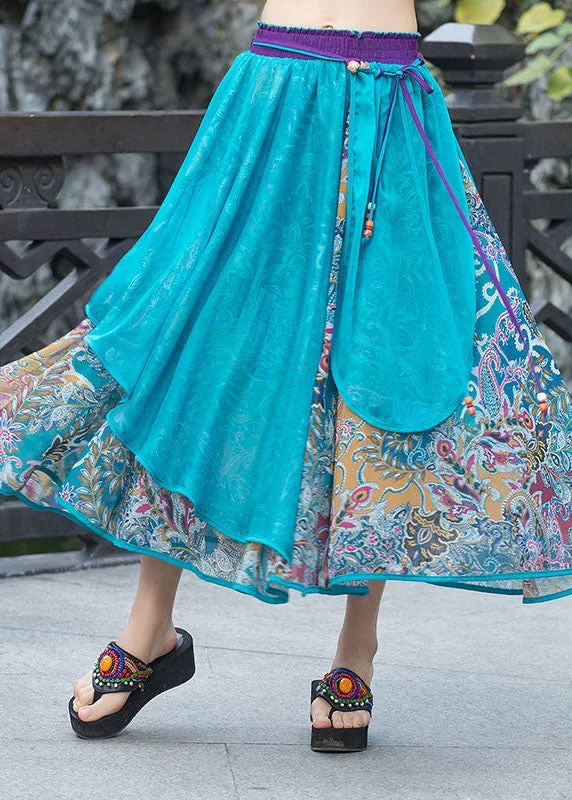 vintage-blue-wrinkled-patchwork-print-chiffon-skirts-spring