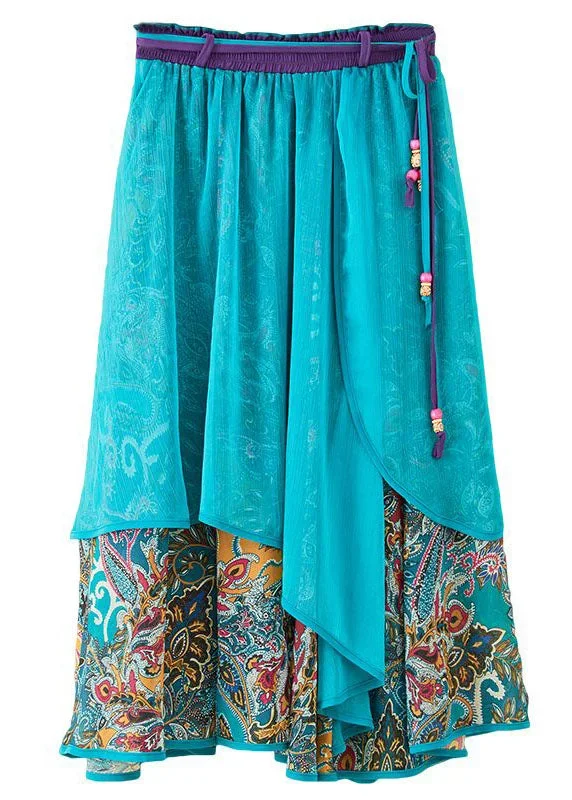 vintage-blue-wrinkled-patchwork-print-chiffon-skirts-spring