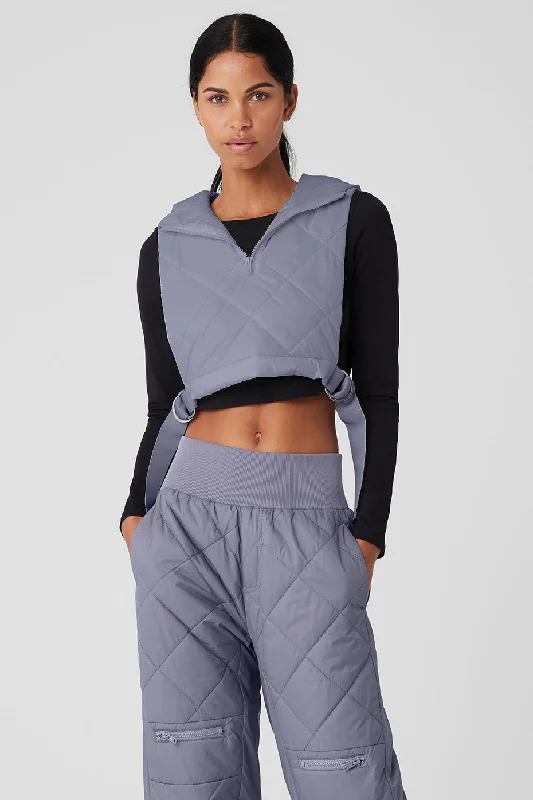 Cropped Snowrider Sleeveless Puffer Top - Fog