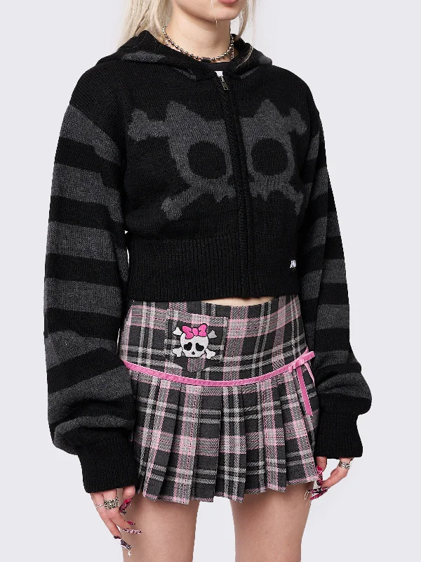 whiskered-skull-cropped-knit-zip-up-hoodie