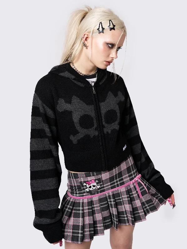 whiskered-skull-cropped-knit-zip-up-hoodie