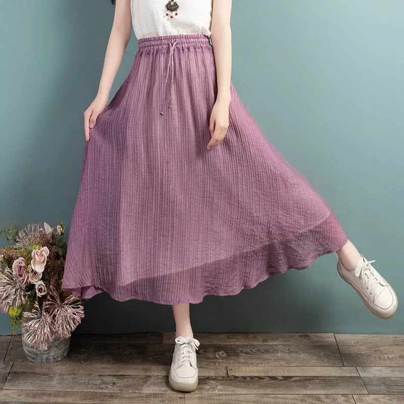 women-summer-chiffon-casual-loose-skirt