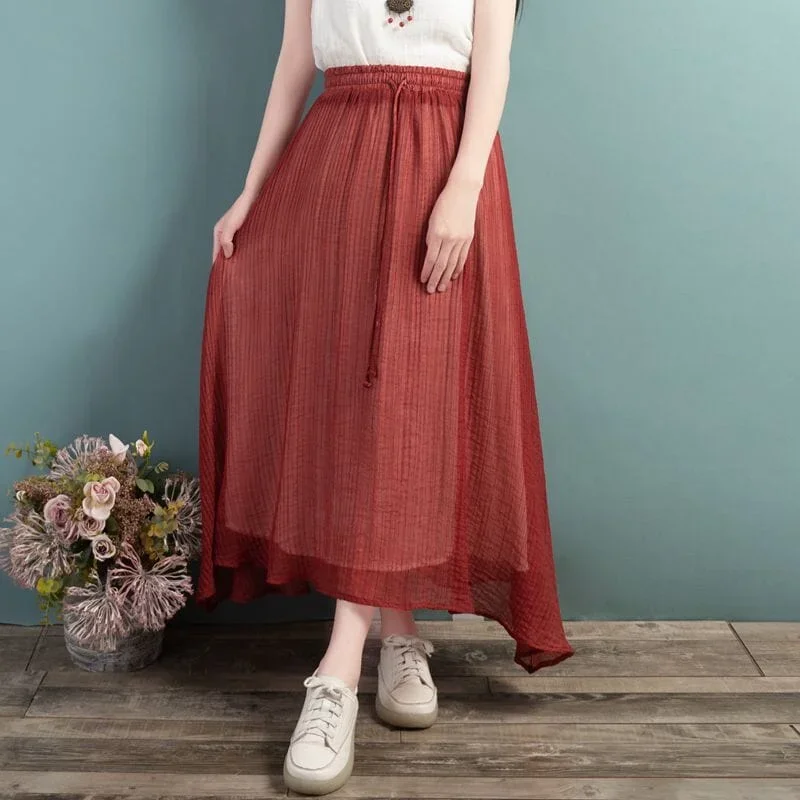 women-summer-chiffon-casual-loose-skirt