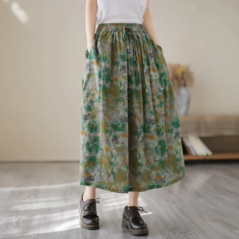 women-summer-floral-print-casual-skirt