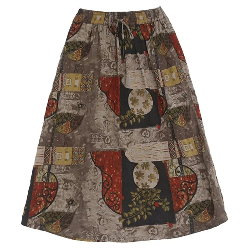 women-summer-floral-print-casual-skirt