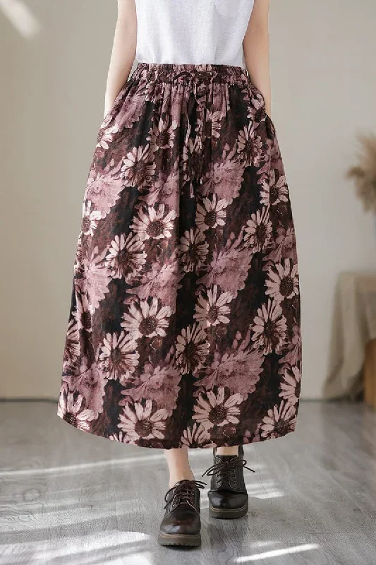 women-summer-floral-print-casual-skirt